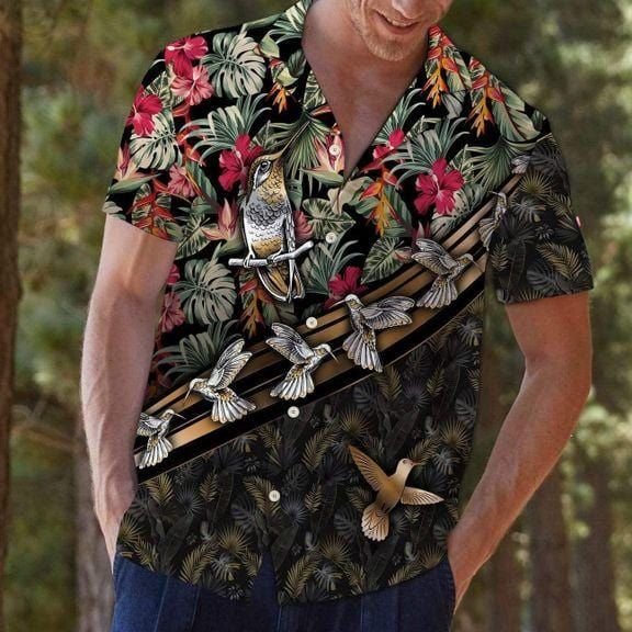 Felacia [Hawaii Shirt] Pride Royal Hummingbird Tropical Hawaiian Aloha Shirts-ZX2019